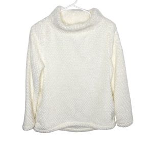 LOFT cream ivory fleece mock neck pullover top size XS g